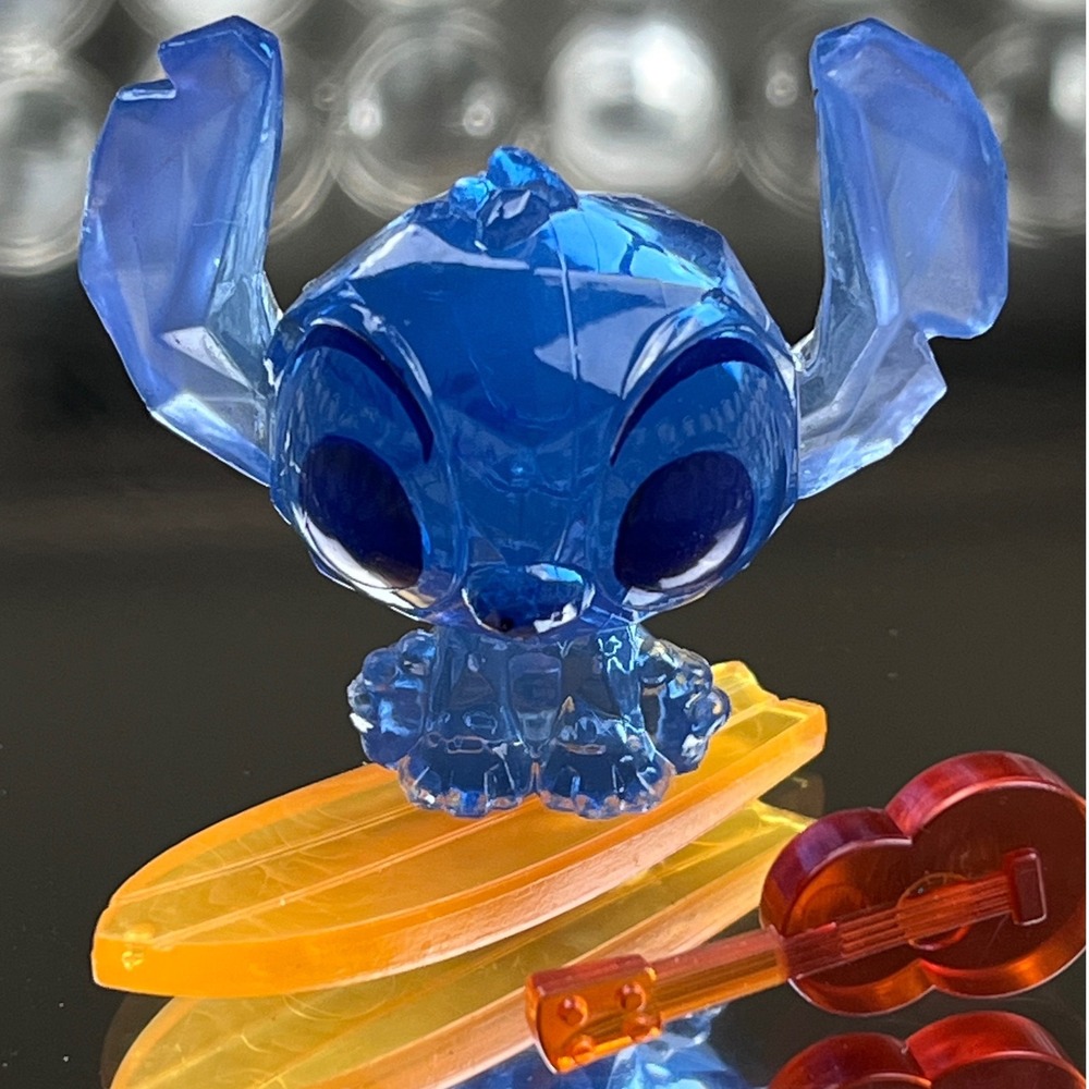 Disney Crystal Surprise Stitch Translucent Blue Mini Figure Surfboard Ukulele